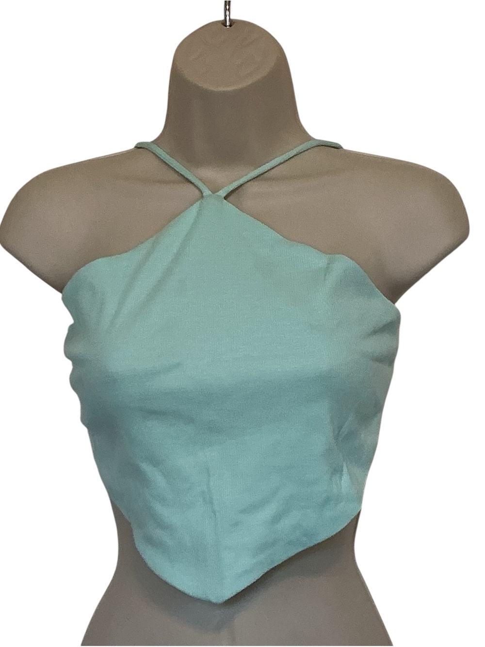 NWT Hey Babe Ribbed Halter Top Small Handkerchief Hem Cropped